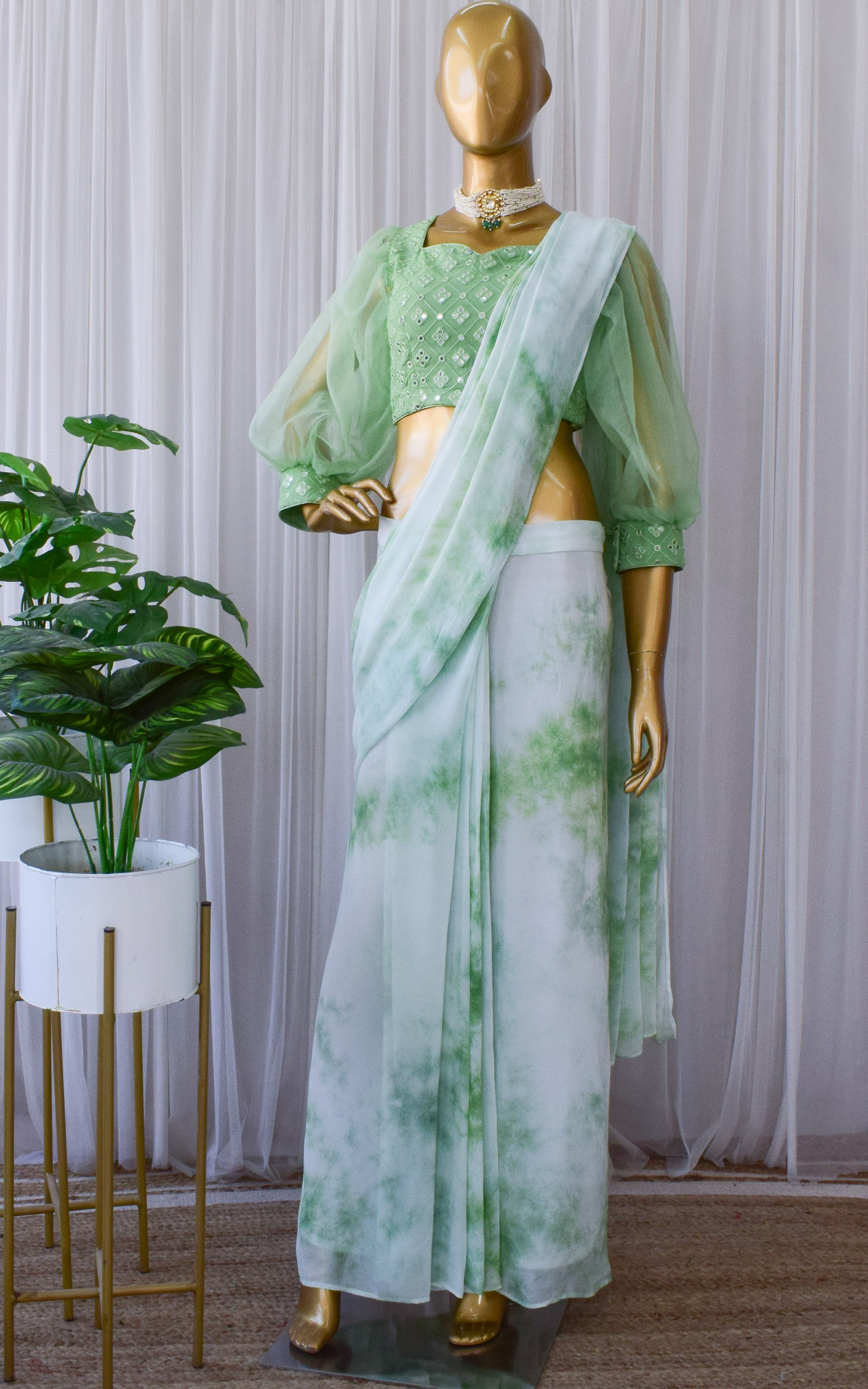 Gulmohar - Tie & Dye Shibori Print Natural Dyed - Mulmul Cotton Saree